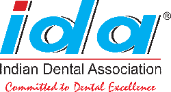 The image is a logo with the text  IDA  prominently displayed, alongside other smaller text. It features a stylized letter  I  with a red and white design within it, and below that, there is additional text that reads  INDIAN DENTAL ASSOCIATION.